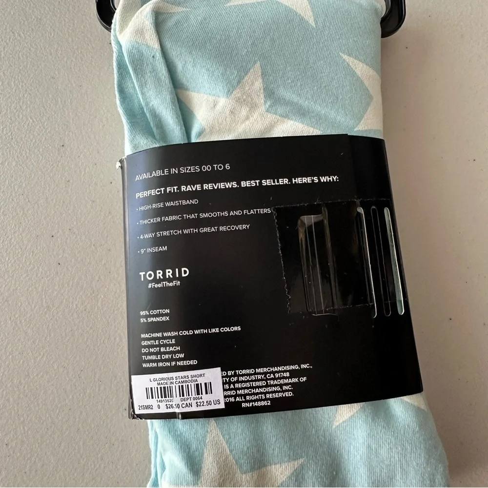 NWT Torrid 9” Signature Waist Bike Shorts Black Flocked & Stars 0X